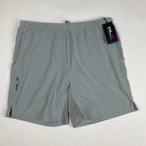NEW RLX Ralph Lauren Shorts Mens Large Running Gym Wicking Spyglass Gray Heather